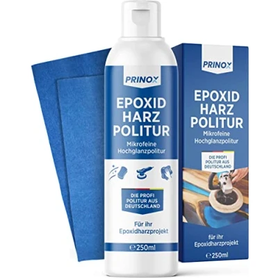 Abbildung von PRINOX® 250ml Polierpaste Epoxidharz inkl. Poliertuch I Politur für Hochglanz Finish Mikropartikel Technologie Profi Epoxy Resin, Kunststoff