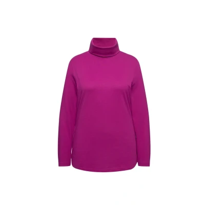 Abbildung von Ulla Popken Rollkragen Langarmshirt, Damen, Größe: 46/48, Berry