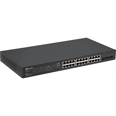 Abbildung von TP Link TL SG2428P 24 Port Gigabit Managed PoE Switch mit 4 SFP Slots (250 Watt, Zentrales Cloud Management, In Omada SDN integriert, IPv6, Sicheres Netzwerk) Schwarz,Geschäfts Netzwerk