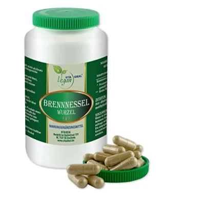 Abbildung von VITA IDEAL Vegan® BRENNNESSEL Wurzel 360 KAPSELN Urtica dioica Brennessel Tagesportion 650mg BRENNNESSELWURZEL reines Pulver. Natürlich, pflanzlich &amp; ohne Zusatzstoffe.