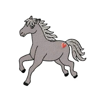 Abbildung von Monoquick Bügelbild Aufnäher Patch Applikation zum Aufbügeln Pferd mit Herz 7,5 x cm