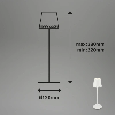 Abbildung von BRILONER LED Akku Tischleuchte 2 in 1, Stufenweise Dimmbar, Touch, Mobiles Licht, Tischlampe Aussen, kabellos, Weiß