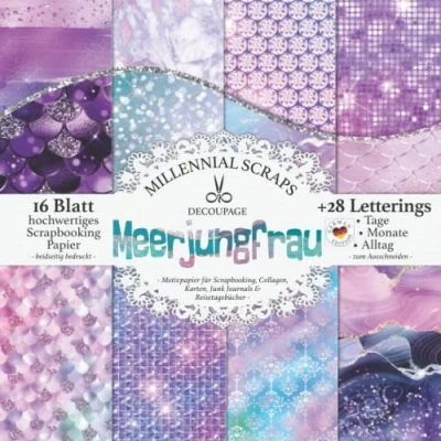 Abbildung von DECOUPAGE Meerjungfrau Motivpapier für Scrapbooking, Collagen, Karten, Junk Journals &amp; Reisetagebücher : DIY Papier Zubehör zum Ausschneiden I ... Kalender Basteln, Tagebuch Deko Inspo