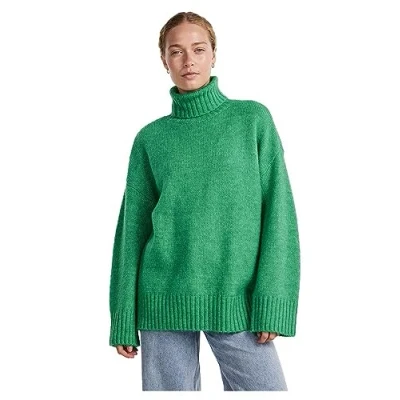 Abbildung von PIECES Damen Pcnancy Ls Loose Roll Neck Knit Noos Bc, Mint, S
