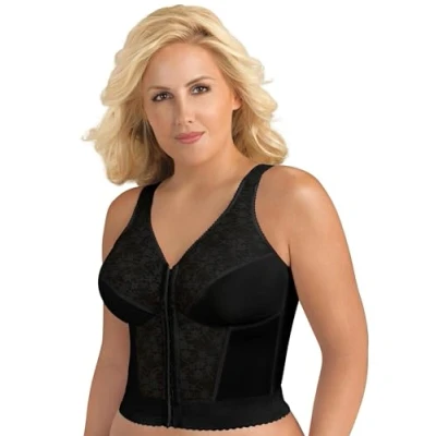 Abbildung von EXQUISITE FORM Damen Fully Front Close Longline Lace Posture Bra BH, Undurchsichtige, Schwarz, 100E