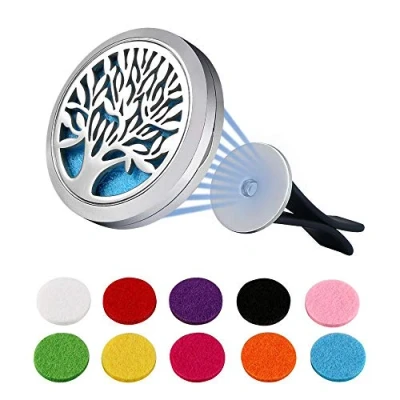 Abbildung von Vicloon Auto Aromatherapie Diffusor, Magnetische Kombination Aroma Diffuser, Ätherisches Öl Diffusor Lufterfrischer Vent Clip Medaillon mit 10 Stücke Ersatz Filzpad