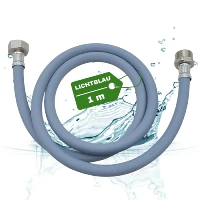 Abbildung von LICHTBLAU Verlängerung Zulaufschlauch I 1m mit METALLGEWINDE Geschirrspüler Waschmaschine Anschluss 3/4 Zoll Wasserzulaufschlauch universell verwendbar Hersteller unabhängig