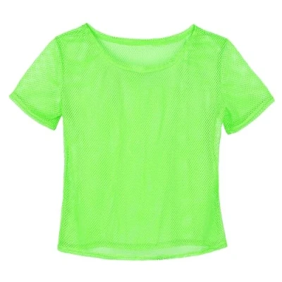 Abbildung von KarneLux Neon Netzshirt Netztop Festival Netzoberteil Netzhemd als Verkleidung für 80er 90er Jahre Outfits zu Karneval, Fasching oder Motto Partys Damen Einheitsgröße (Neon Grün)