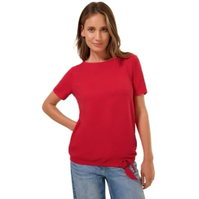 Abbildung von Cecil Struktur MIT Knoten Tshirt print, Damen, Größe: Large, Rot