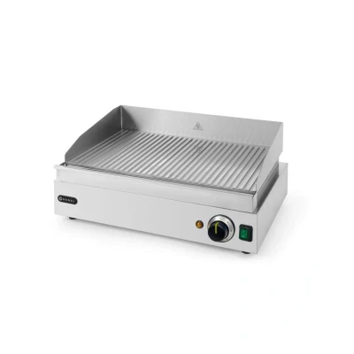 Abbildung von HENDI Elektro Grillplatte Profi Line 55 x 42 24 cm hartverchromte 9 mm Platte gerillt bis 300 C mit Aufkantung, Edelstahl Bratplatte