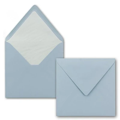 Abbildung von 25x Briefumschläge Quadratisch 16 x cm in Hellblau (Blau) Umschläge mit weißem Seidenfutter Kuverts ohne Fenster &amp; Nassklebung Für Einladungskarten zu Hochzeit und Geburtstag