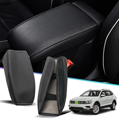 Abbildung von SHAOHAO Mittelarmlehne Abdeckung Kompatibel mit VW Tiguan MK2 AD1 SWB LWB 2016 2022 2023 &amp; SEAT Tarraco FR Mittelkonsole Armlehnenbezug Mittelarmlehnenabdeckung Zubehör