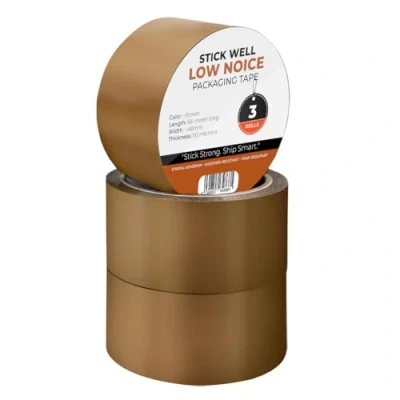 Abbildung von K MART Verpackungsklebeband, Industrie Paketklebebandrollen, geräuscharm 48 mm x 66 m, sicheres, braunes Klebeband für Kartonverpackungen, Umzugskartons, starkes Packband den Umzug (3 Rollen)