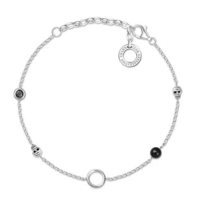 Abbildung von Thomas Sabo Damen Charm Armband Farbige Steine 925er Sterlingsilber geschwärzt X0275 641 11 L19v