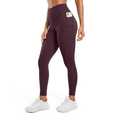 Abbildung von CRZ Yoga Butterluxe Damen High Waist Sport Leggings Blickdicht Soft Hosen Gym Workout Leggins mit Taschen 71cm Dunkellila 42