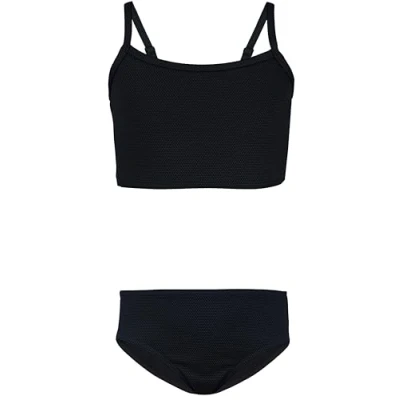 Abbildung von Aquarti Mädchen Bikini Set Bustier Bikinislip Zweiteiliger Badeanzug, Farbe: 038 Jacquard Punkte Schwarz, Größe: 164