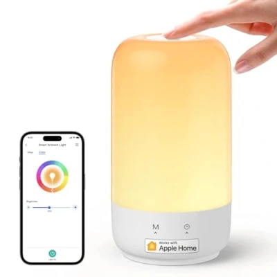 Abbildung von Meross Smart LED Nachttischlampe Touch Dimmbar Funktioniert mit Apple HomeKit, Farbwechsel WLAN Nachtlampe Alexa und Google Home, RGBWW Nachtlicht Timing für Wohnzimmer