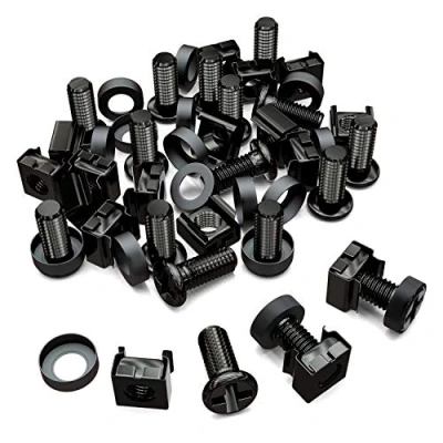 Abbildung von deleyCON 20x M6 Käfigmuttern Schrauben Set für Netzwerkschränke 20er Patchpanel Racks Servergehäuse 19 Zoll 10 Montagesatz Stahl Schwarz