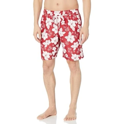 Abbildung von Amazon Essentials Herren Badehose, Schnell Trocknend, 23 cm, Rot Hibiskusblume, XL