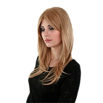 Abbildung von Prettyland Damen Glatte Gestuft ang Haare natürliche Perücke Blond Wig für Alltag C1703