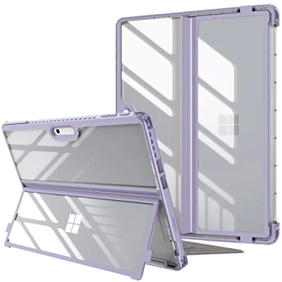 Abbildung von Fintie Hülle für Microsoft Surface Pro 11 / 10 (2024) 9 5G (2022) 13 Zoll, Stoßfeste Robuste Hartschalen Schutzhülle mit Original Ständer, Type Cover Kompatibel, Pastellviolett