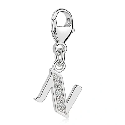 Abbildung von Materia Buchstabe N Anhänger Silber 925 mit 3 Zirkonia Alphabet Charms C64