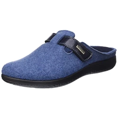 Abbildung von Rohde Damen Pantoffel Hausschuh Wechselfußbett Softfilz Bari 6549, Größe:37 EU, Farbe:Blau