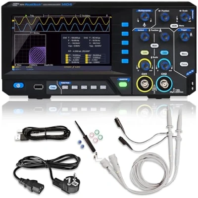 Abbildung von PeakTech 1404 Digital Oszilloskop 2 Kanal [3 Jahre Garantie] 100 MHz, 1GS/s, USB Schnittstelle, PC Software, P Oscilloscope, Schwarz, Oszilloskop, Multimeter