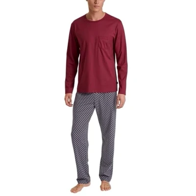 Abbildung von CALIDA Relax Imprint Pyjama, lang Herren, aus 100% Baumwolle, Hose mit stoffbezogenem Gummibund