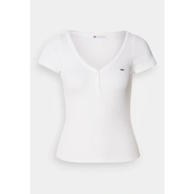 Abbildung von Tommy Jeans Henley Tshirt basic, Damen, Größe: 32, Ecru
