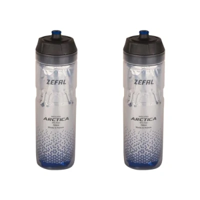 Abbildung von ZEFAL Pack Arctica 75 Fahrrad Trinkflasche isoliert, 750ml, geruchsneutrale, wasserdichte Thermo Sportflasche, BPA frei, Silber/Blau, 2 Stück