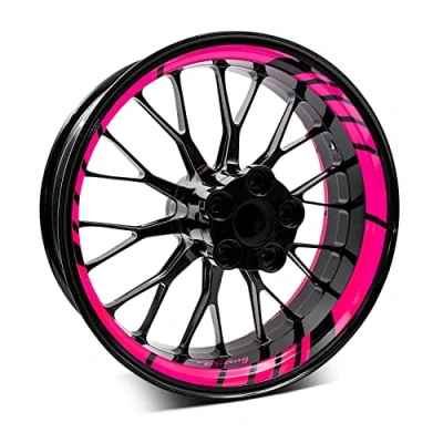 Abbildung von 18 teiliges Set Felgenrandaufkleber Sticker für Motorrad Auto Felgen Design Komplett Felgenaufkleber 15&quot; 16&quot; 17&quot; 18&quot; 19 Zoll MR020 (05 Neon Pink)