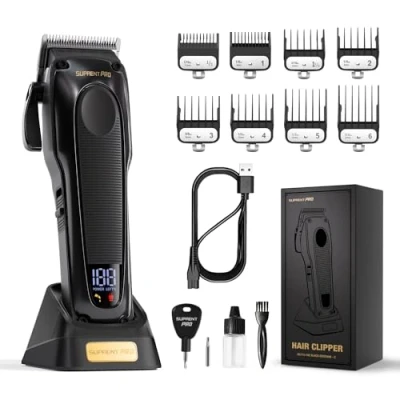 Abbildung von SUPRENT PRO Haarschneidemaschine Profi Haarschneider Herren Bürstenloser Motor und DLC beschichteter Abnehmbarer Klinge Kabelloses Langhaarschneider Männer Geschenk