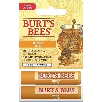 Abbildung von Burt&#039;s Bees 100 % natürlicher, feuchtigkeitsspendender Lippenbalsam, Honig mit Bienenwachs im günstigen 2er Pack, 2 Tuben in Blister Box, 8.5 g