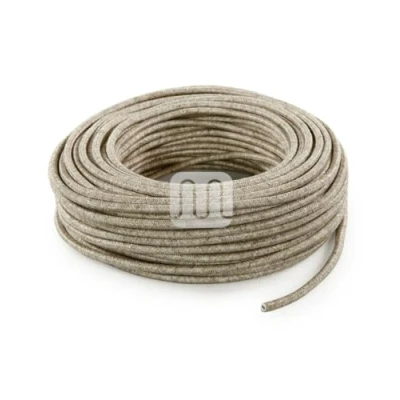 Abbildung von Elektrische Kabel in farbigem Stoff beschichtet. Made Italy! 3 Meter 2x0, 75 Farbe: Canvas Rohe Beige