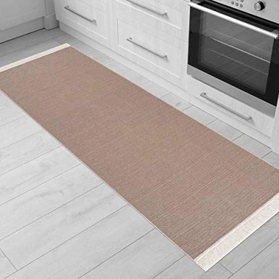 Abbildung von Fashion4Home Teppich Läufer Tepiche für Wohnzimmer, Schlafzimmer, Küche, Kinderzimmer, Badezimmer Boho Kelim Teppiche Flur Beige, Größe: 60x180 cm