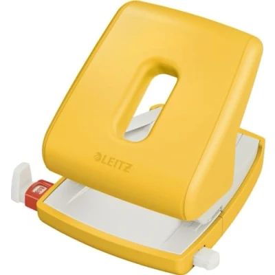 Abbildung von Leitz Locher, Für 30 Blatt, Anschlagschiene mit Formatangaben, Ergonomisches Design, Warmes gelb, Cosy Serie, 50040019