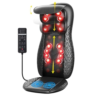 Abbildung von RENPHO Massagesitzauflage, Shiatsu Massageauflage Rückenmassagegerät mit DREI Massagezonen Wärmefunktion und Vibrationsmassage, Tiefenmassage Rollmassage für Nacken Rücken Gesäß, Entspannen