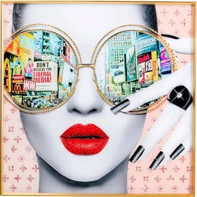 Abbildung von Kare Design Wandbild Times Square View, Bunt, Quadratisch, mit Dekoelementen, Sicherheitsglas, Bilddruck, Wandkunst, New York City, Glamour, Schlafzimmer, Wohnzimmer, Papier, Glas, 80x80 cm (H/B)