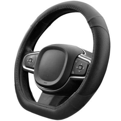 Abbildung von Upgrade4cars D Form Lenkradbezug in Schwarz Lenkradschoner Universal Lenkradhülle für Sommer &amp; Winter Autozubehör Innenraum Deko