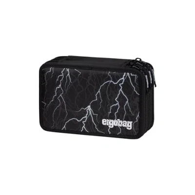 Abbildung von ergobag Maxi Mäppchen Set 40 Teilig, Lyra Bunt und Filzstifte, Kleingeld Fach, Lineal, Schere Super ReflektBär Schwarz