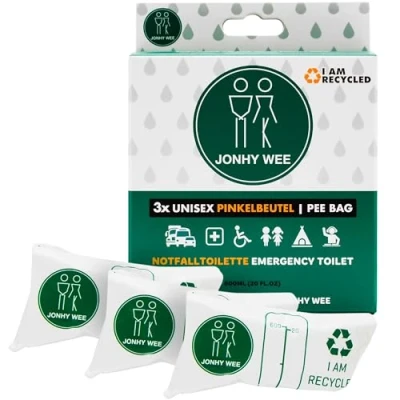 Abbildung von Jonhy Wee Pinkelbeutel Taschen WC für Unterwegs 600ml 3 Stück Notfall Toilette Frauen, Kinder, Männer Reisetoilette Auto Camping Festival Frauen Urinal Urinbeutel