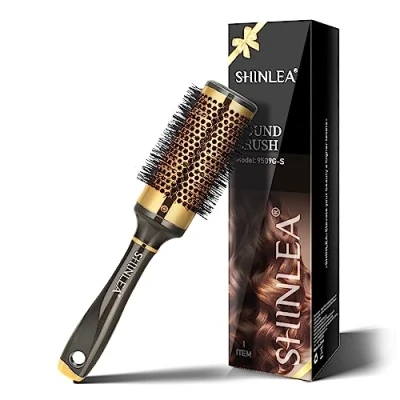 Abbildung von Haarbürste ohne Ziepen SHINLEA Bürste für Locken, rund Damen und Kinder, 43 mm Nylon Rundhaarbürste aus Aluminium, Rundbürste Profi zum Stylen, Föhnen Glätten