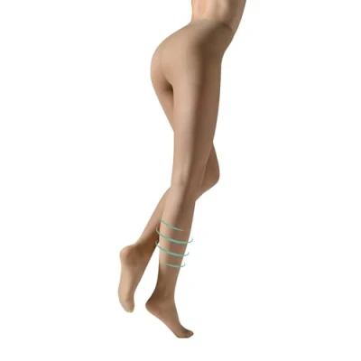 Abbildung von CALZITALY Stützstrumpfhose mit starker Kompression 10 mm/Hg, Feine Kompressionsstrumpfhosen Damen, S, M, L, XL, XXL, 3XL, 4XL, 70 DEN, Made in Italy (4XL, Beige)