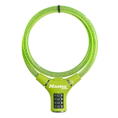 Abbildung von Master Lock 8229EURDPROGRN Fahrradschloss Kabelschloss [Zahlenschloss] [90 cm Stahlkabel] [Wetterfest] [Grün] Ideal für Fahrräder, Elektrisches Fahrradectric, Skateboards, Kinderwagen, Mähmaschine