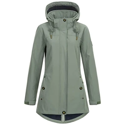 Abbildung von Ankerglut Damen Women&#039;s Coat Short With Hood Lined Jacket Transition #Anker Glutbree Softshelljacke, slate gray, 34 EU