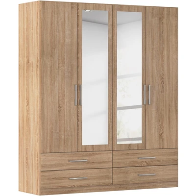 Abbildung von rauch Kleiderschrank "Schrank Garderobenschrank Mehrzweckschrank Schlafzimmer HERSBRUCK" 3 verschiedene Ausstattungen BASIC/CLASSIC/PREMIUM (inkl. SOFT-CLOSE), mit großzügigen Schubladen sowie Spiegeltüren MADE IN GERMANY