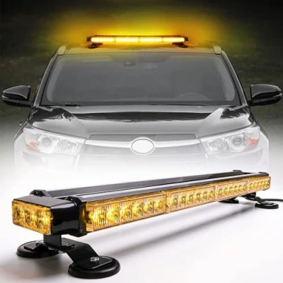 Abbildung von ROUTEKING 67cm 54 LED Rundumleuchte Blinklicht 7 Modi 12/24V Blitzleuchte Amber Warnleuchte Magnetische Notfallblinklampe Wiederherstellungswarnung gelbes Decke Licht (Gelb)