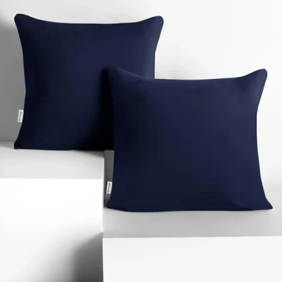 Abbildung von DecoKing 2 Kissenbezüge 80x80 cm Jersey 100% gekämmte Baumwolle Reißverschluss dunkelblau Amber