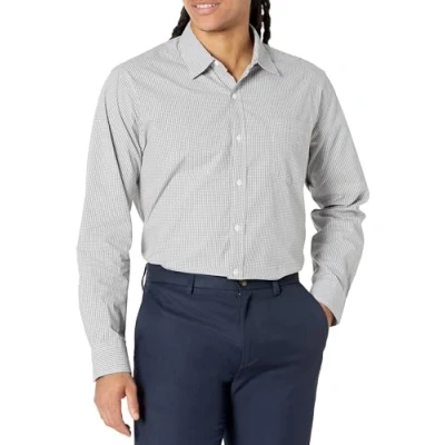 Abbildung von Amazon Essentials Herren Lässiges langärmeliges Popeline Hemd Normale Passform, Grau Vichy Muster, XL